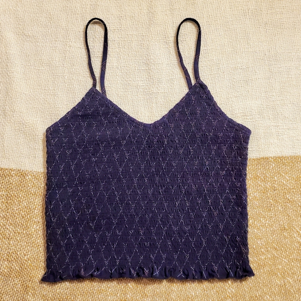 NWOT AE Smocked Navy Tank